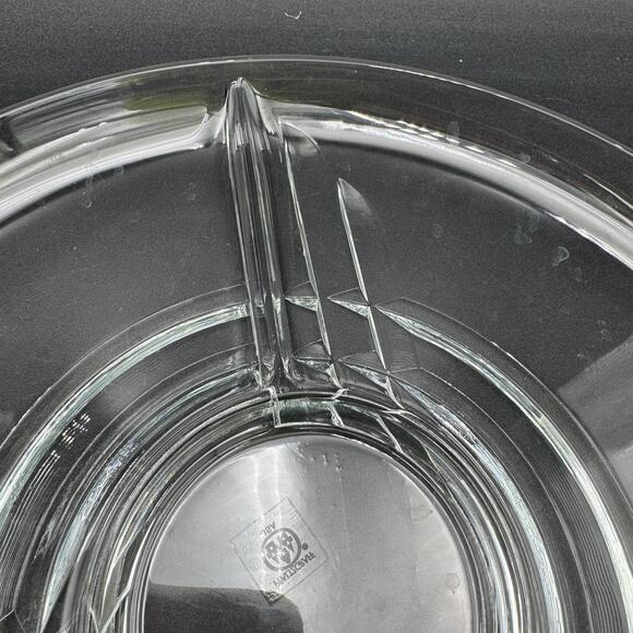 Vintage Pfaltzgraff Glass Chip and Dip Platter "Festivities" 12 7/8" Blown Glass - Picture 4 of 7